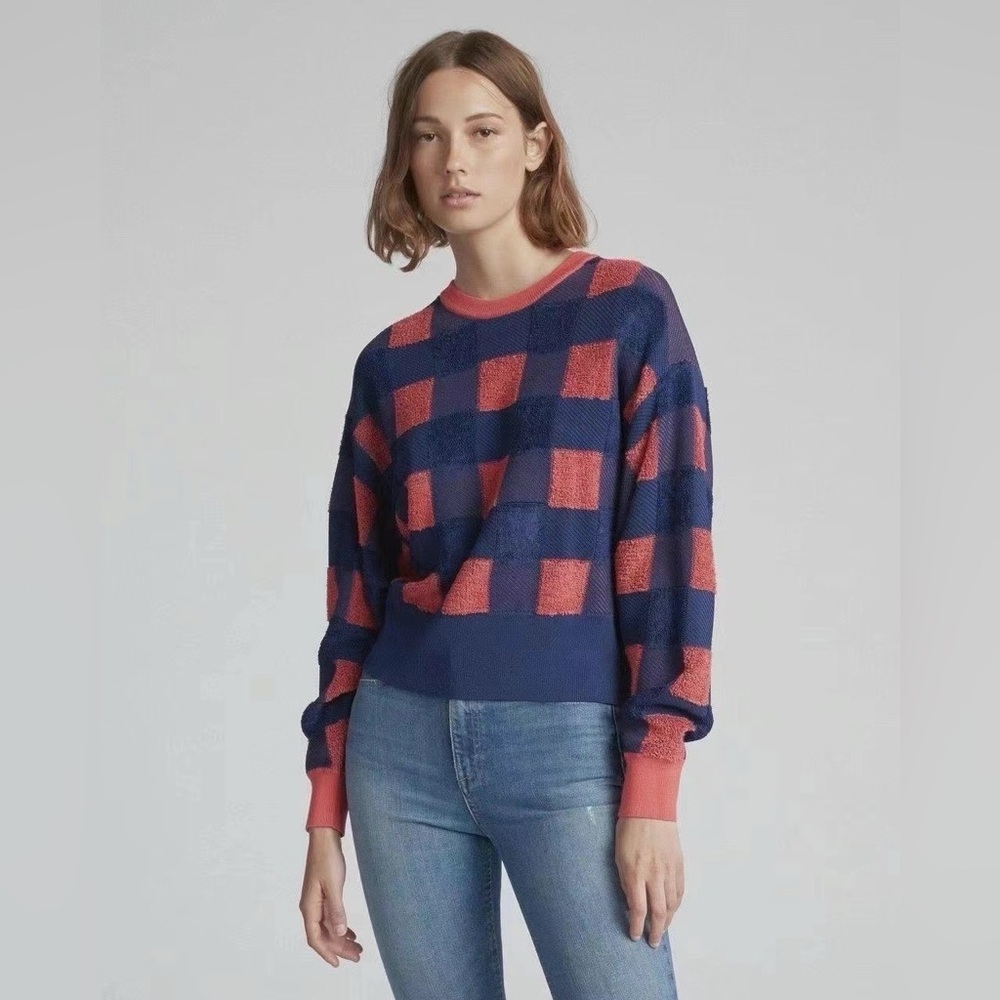 NWT $350 Rag & Bone Ridley Pullover in Blue & Coral
